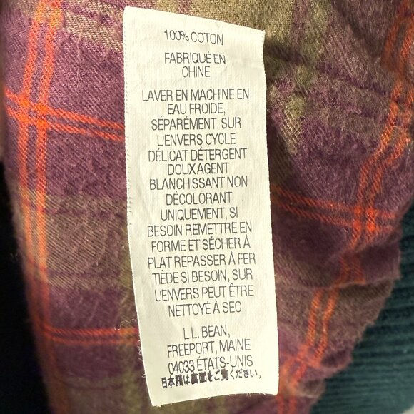 Vintage 90s L.L. Bean Flannel Lined Full Zip Cardigan Sweater Green Size Large - Picture 8 of 9